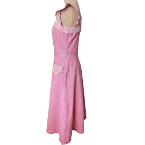 SOLD 40s Vintage Princess Peggy Button Gingham Front House Dress Rockabilly VLV - Picture 7 of 12